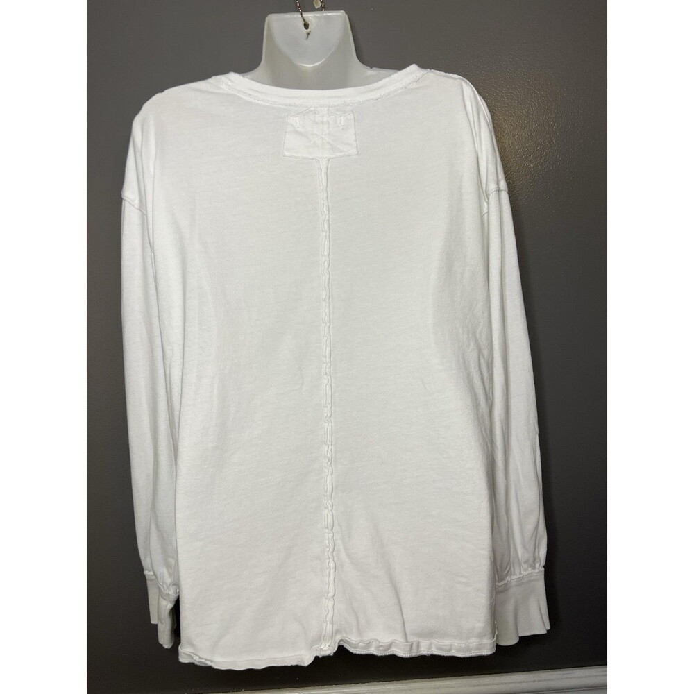 We The Free Shirt Womens XS White Scoop Neck Long Sleeve Pocket Raw Hem Top - Picture 5 of 8